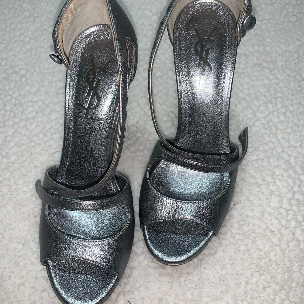 Silver Saint Laurent heels